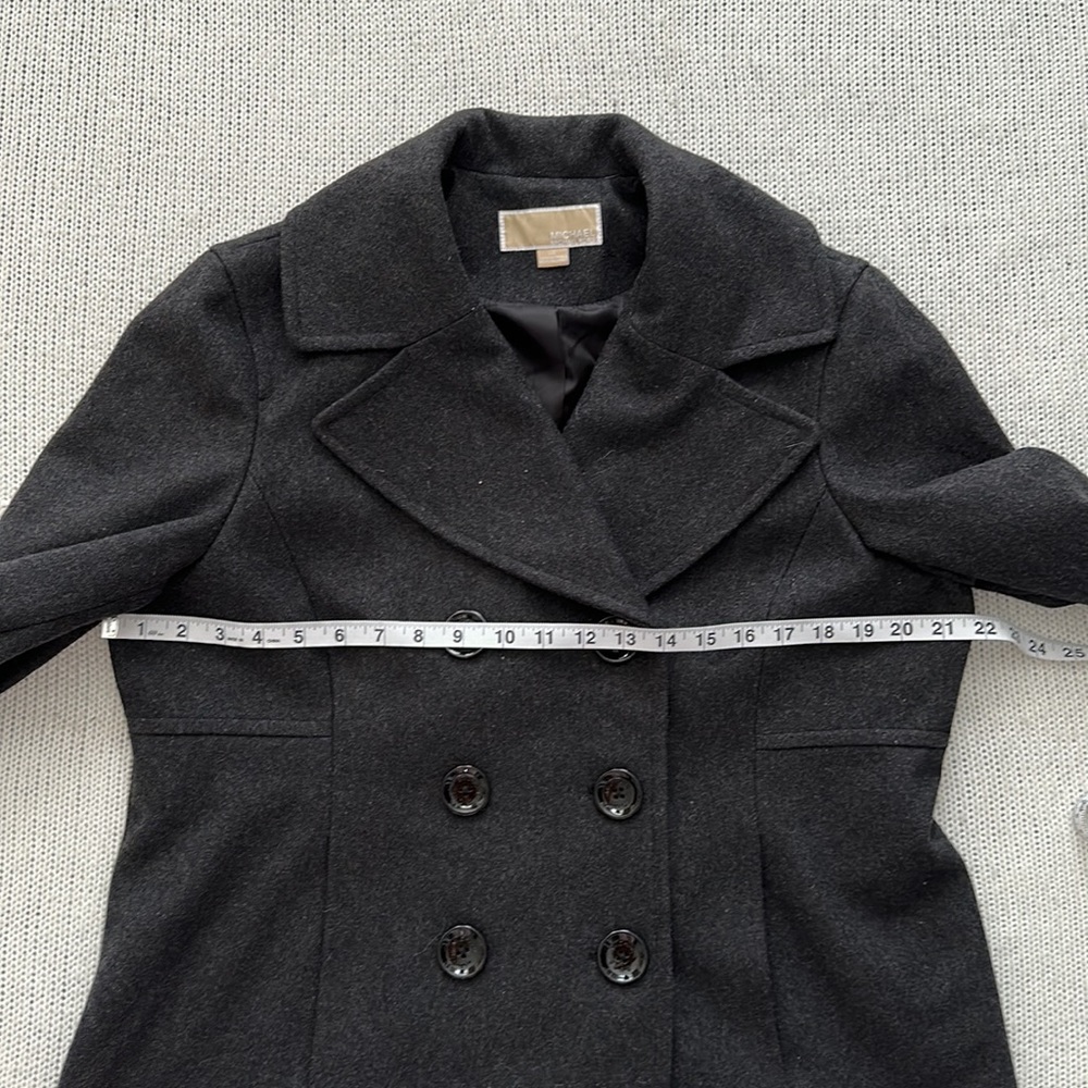 Michael Kors Double Breasted Wool Coat Gray/Black Size Large - Picture 3 of 7